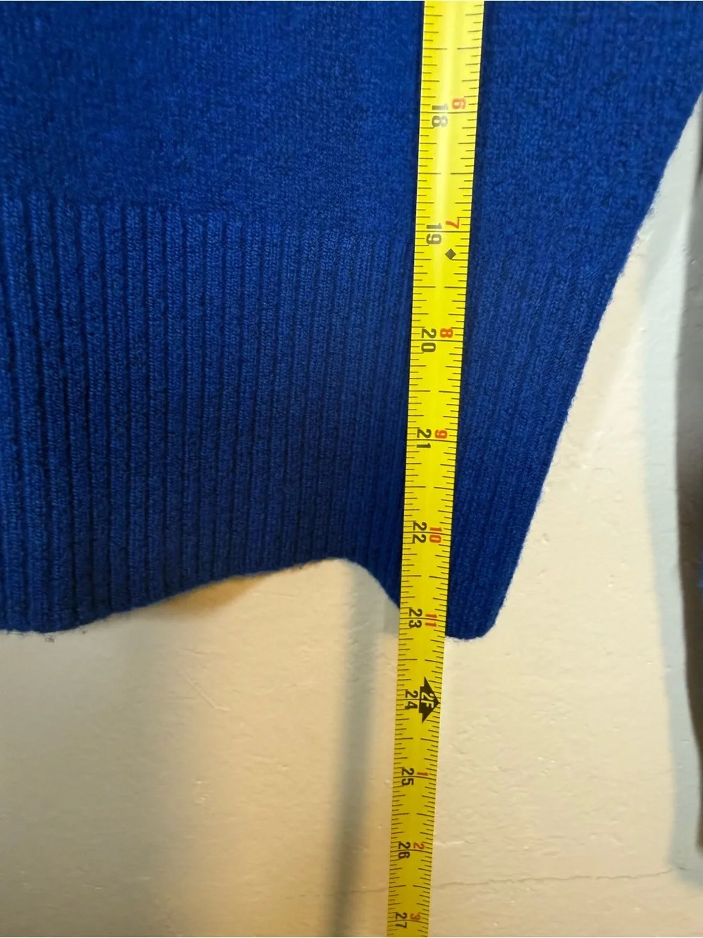Tory Burch Royal Blue Gold Button Shoulder Wool Blend Sweater XS